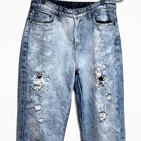 Carmar Los Angelos Boyfriend High Waisted Destroyed Distressed Crop Jeans Sz 26 - Picture 2 of 9